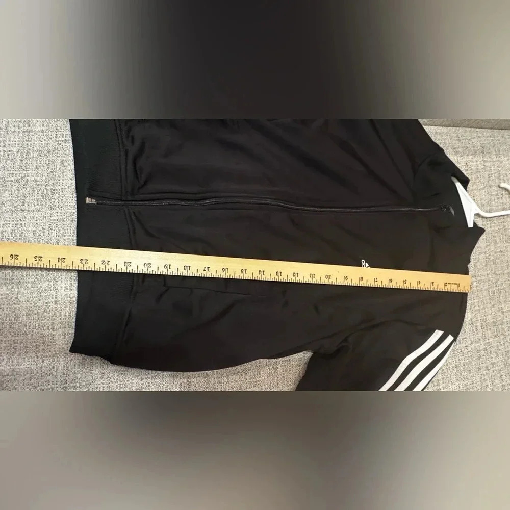 Adidas Men’s Essential Track Running Jacket Black White 3 Stripes Zipper Sz L - Picture 10 of 11